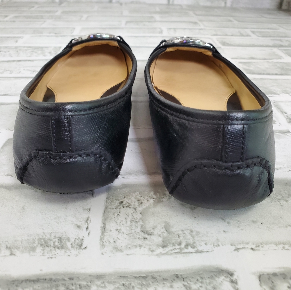 Michael Kors Signature Logo Black Leather Flats Size 6 - Picture 6 of 11